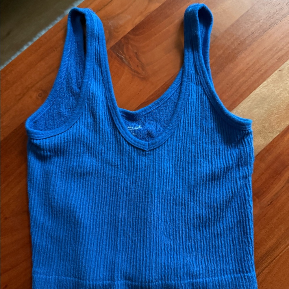 Anthropologie Blue Ribbed Women's bralette / crop top large